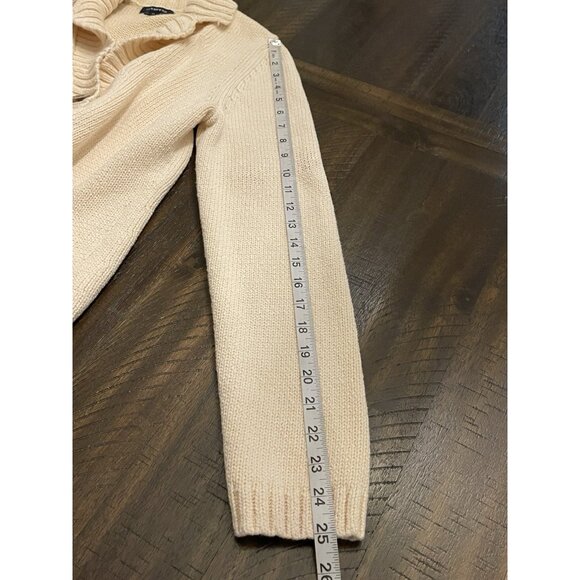 Vintage Lands’ End Women’s M 10-12 Cotton Cardigan Sweater Cream Shawl Collar - Picture 9 of 9